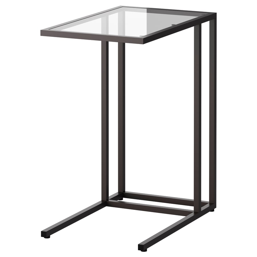 VITTSJÖ Laptop Stand - Black-Brown/Glass, 35x65 cm