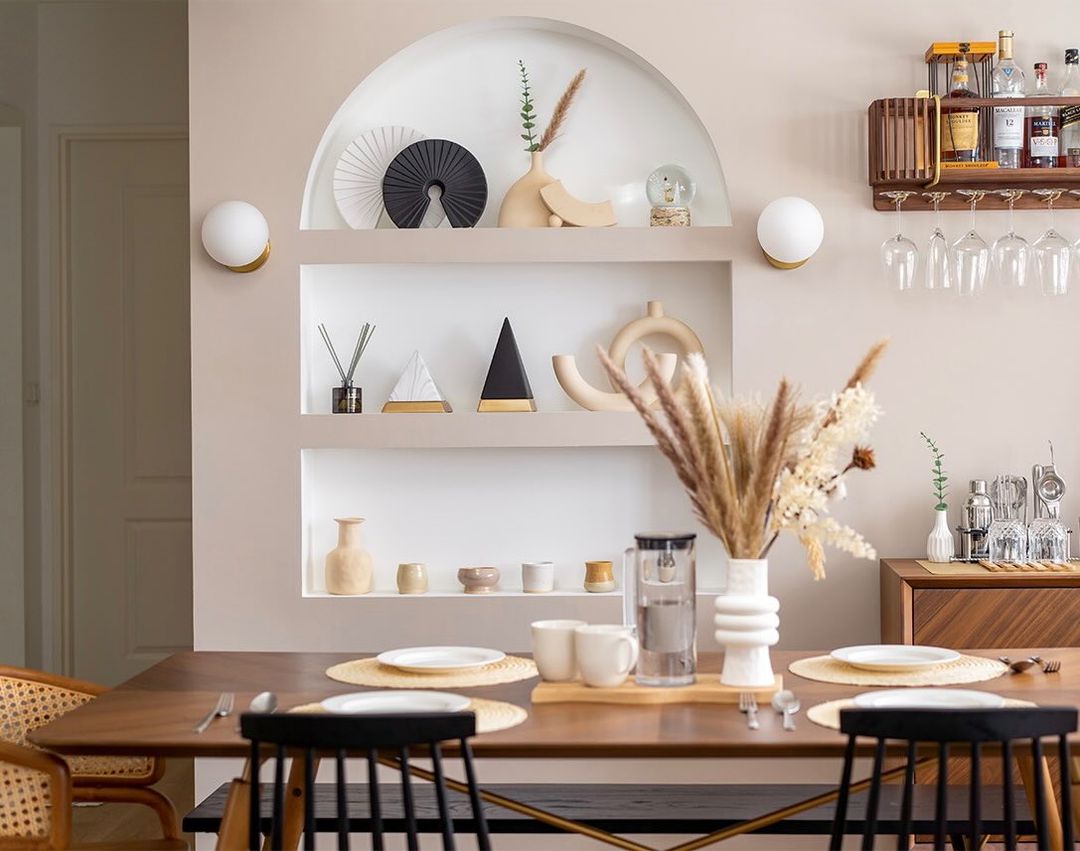 Scandinavian Simplicity Dining Room - modern dining room, minimalist decor, elegant table setting, rustic charm, natural