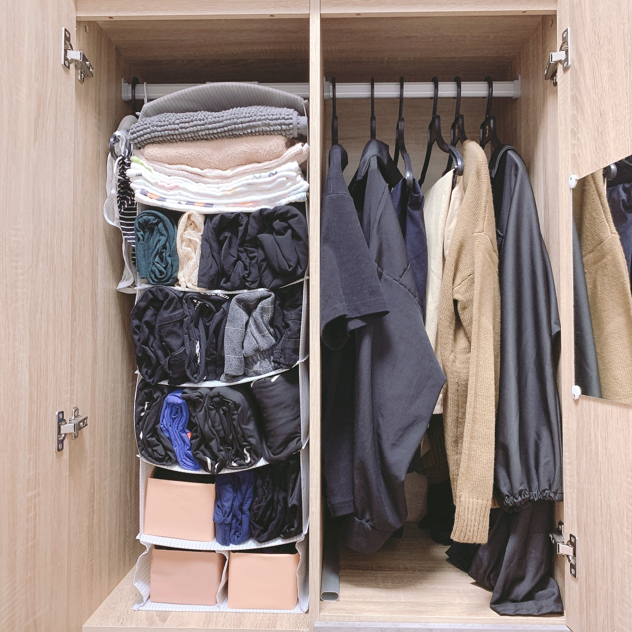K-pop, Anime, Harry Potter - The Room that Has It All - Wooden wardrobe with neatly folded clothes, hanging clothes