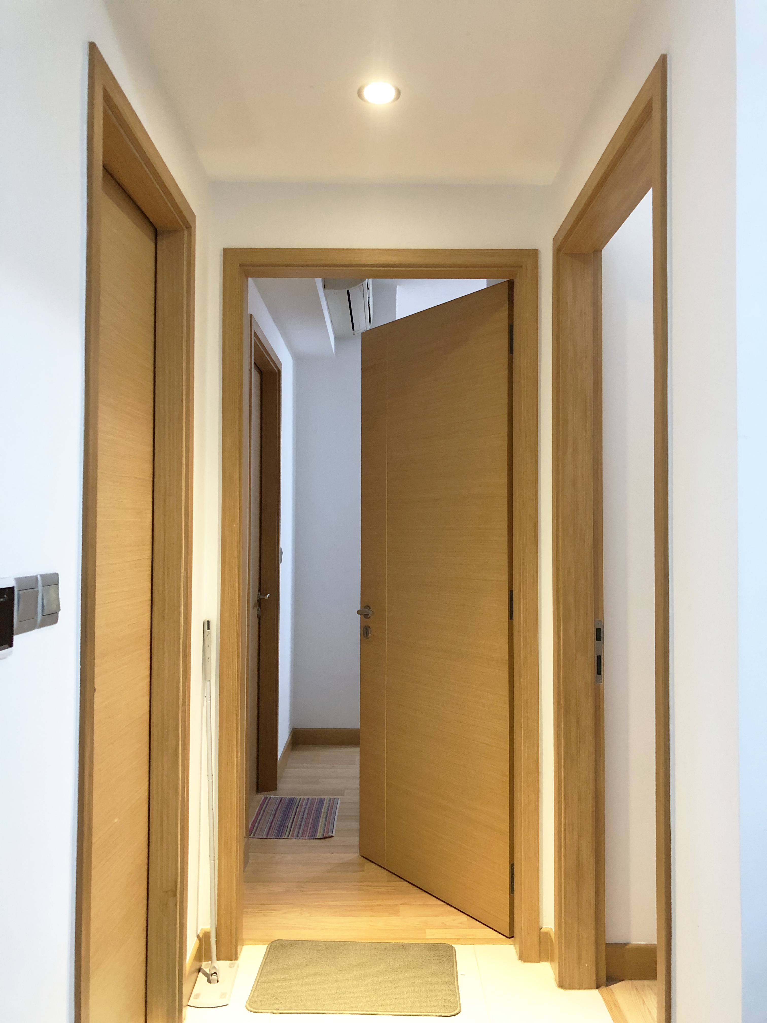 My Home Away From Home - Wooden doorways, modern design, minimalist interior, light-colored walls, recessed ceiling light