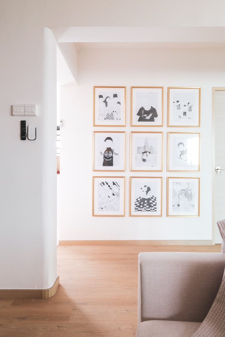 Clean aesthetics with a tinge of teal - Modern minimalist living room, contemporary art gallery, abstract black and white