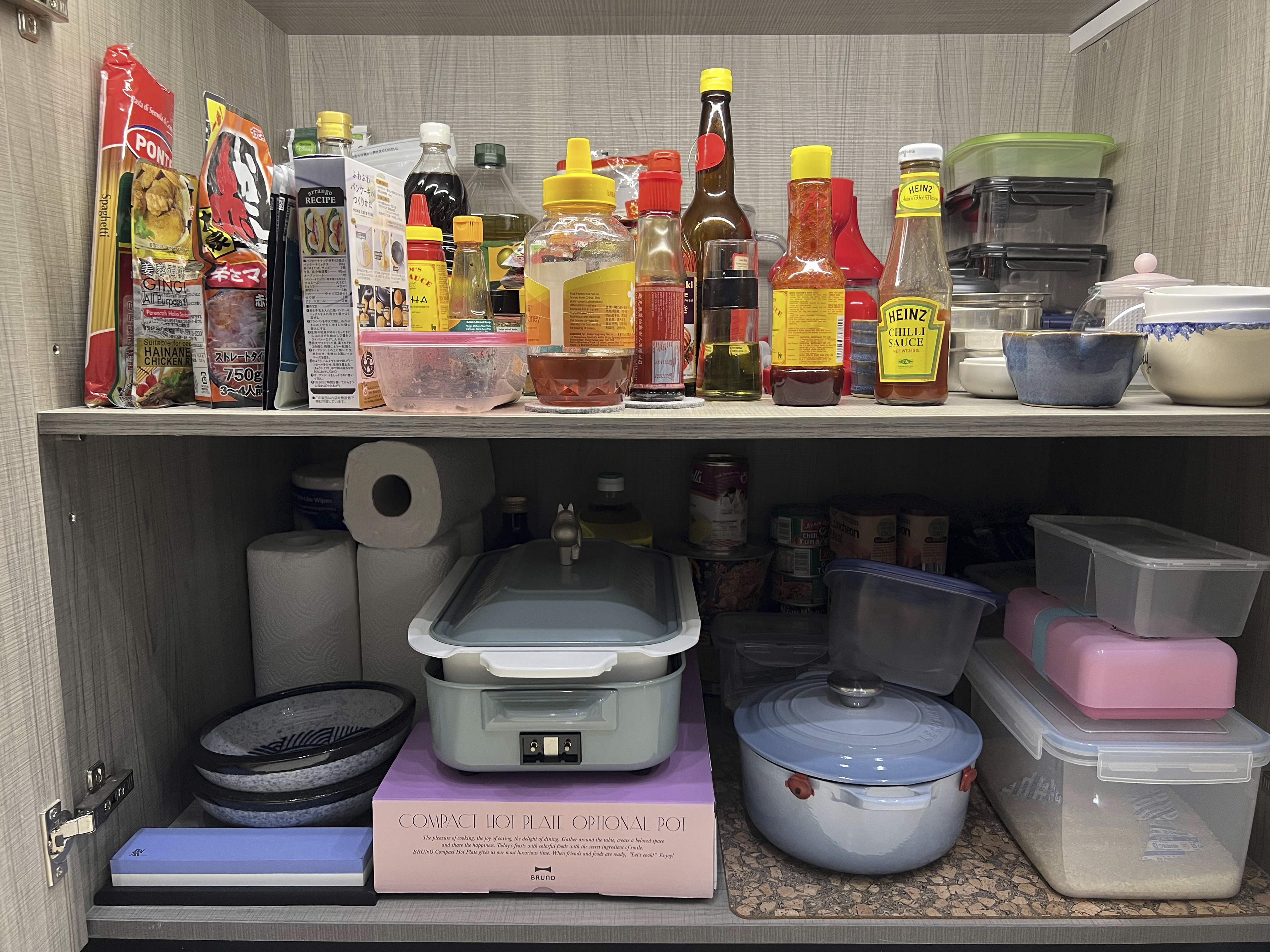 Our Smart Apartment That Might Be Smarter Than Us - Shelf stocked with various cooking ingredients, including noodles