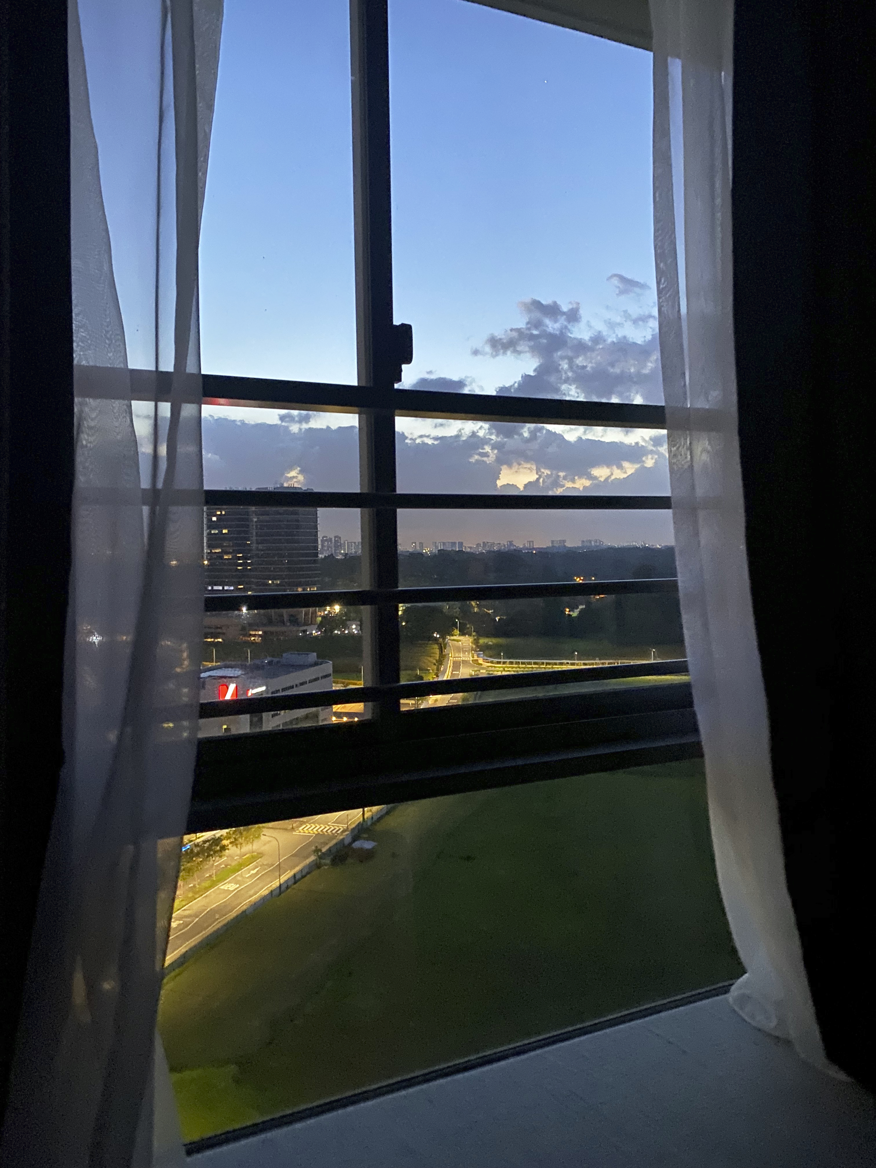 A Minimalist Apartment with an Urban Jungle - Dramatic sky, cityscape, twilight, clouds, sunset, buildings, streetlights