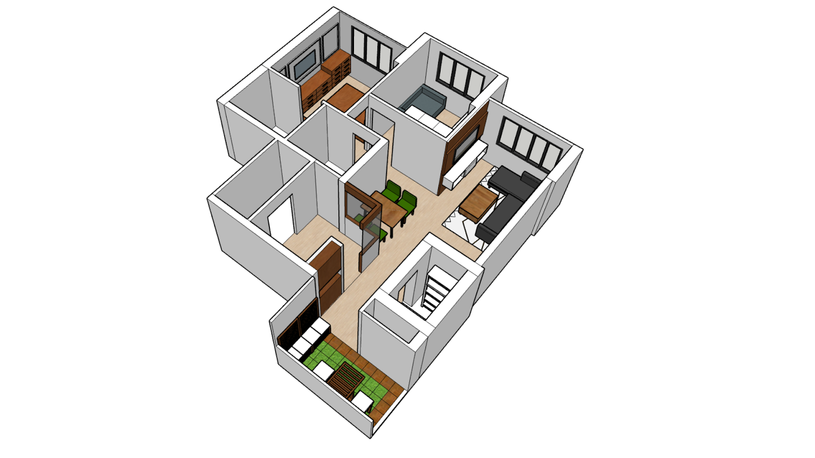 Modern Home for the Modern Interracial Couple - Modern multi-story apartment, floor plan, open-concept design, walk-in