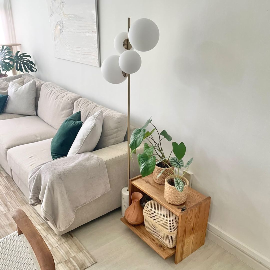 This home is the reflections of our likings - Modern minimalist living room, neutral color palette, beige sectional sofa
