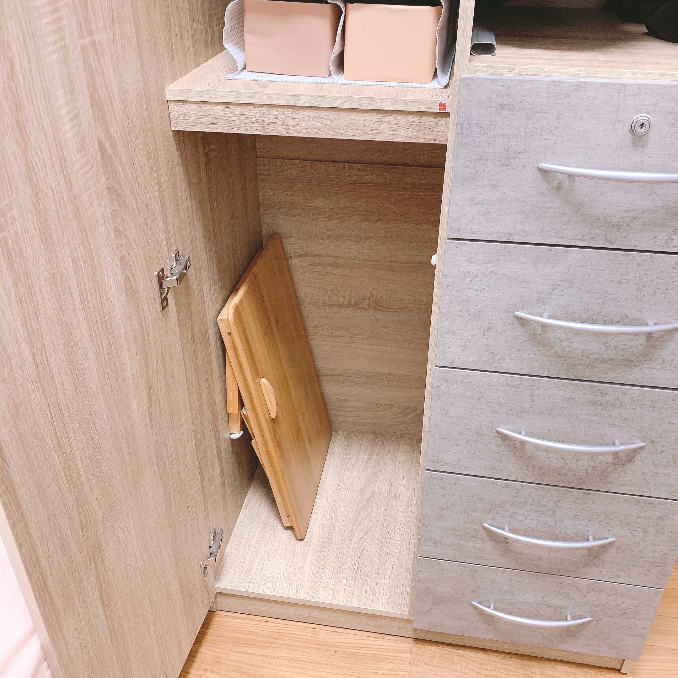 K-pop, Anime, Harry Potter - The Room that Has It All - Wooden open cabinet, light wood finish, minimalist design, built-in