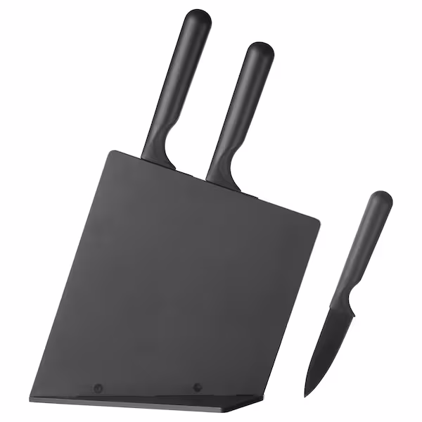JÄMFÖRA Knife Block with 3 Knives - Black