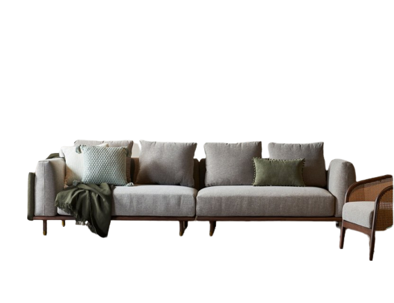 Celadon 4 Seater Modular Fabric Sofa With Movable Side Table