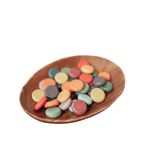 Wooden Rainbow Coins Loose Parts