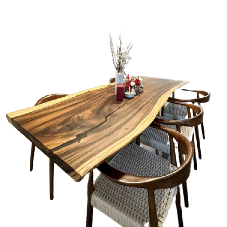 Black Walnut 2.4m Dining Table, Suar Wood