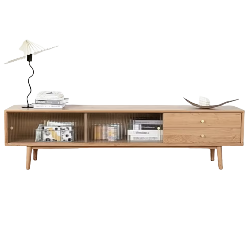 Nordic Solid Wood Sliding Door TV Cabinet