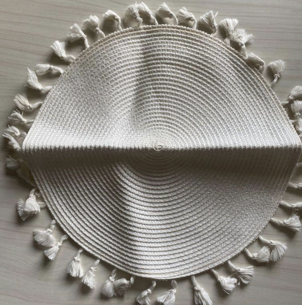 Decorative White Tassel Placemat