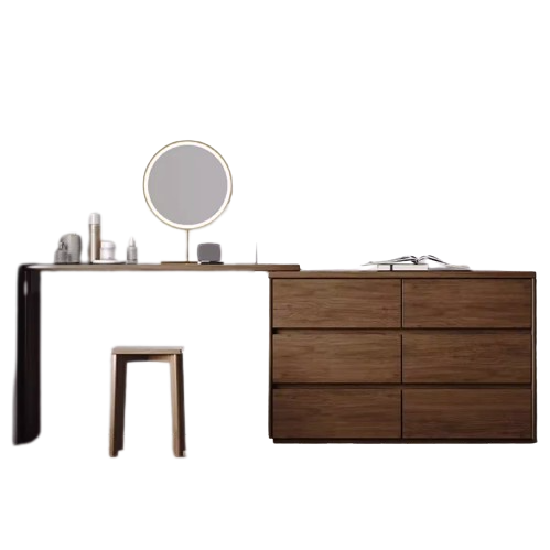 Wooden Dresser and L-Side Table Set 