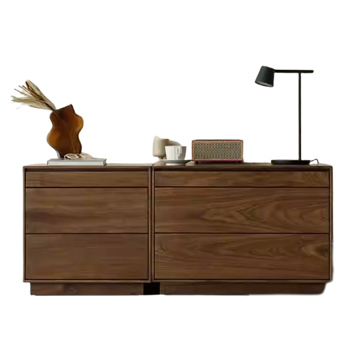 Wooden Bedside Table with Drawers