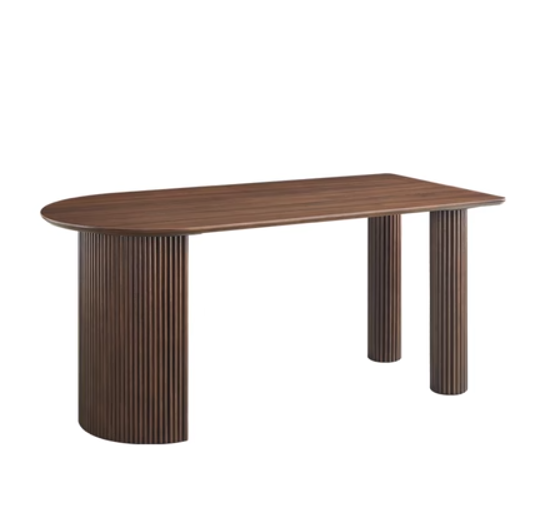 Nordic Wood Dining Table Set With Fluted Legs