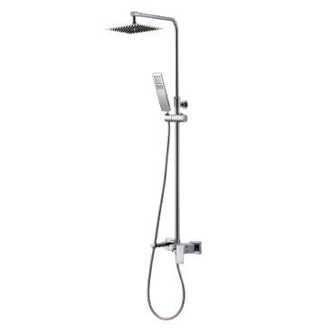 Rubine Square Rain Shower Set With Spout Chrome, RSC-INOX-S8-4061R2-AF