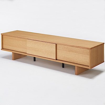 OAK AV RACK SHALLOW TYPE (SLIDING DOOR) / W150 CM W150*D35*H36.5 cm