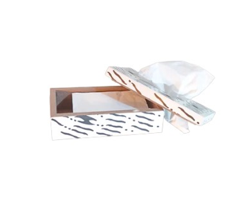Macan Tissue Box with Parang Motif Bone Inlay, 27cm x 14.5cm x 9cm