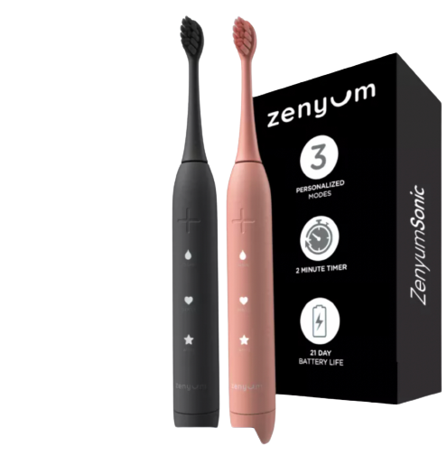 Zenyum Sonic Set of 2 Electric Toothbrushes - Rechargeable w/ 3 Modes, 21-Day Battery, 2 Min Timer and Wireless Charging