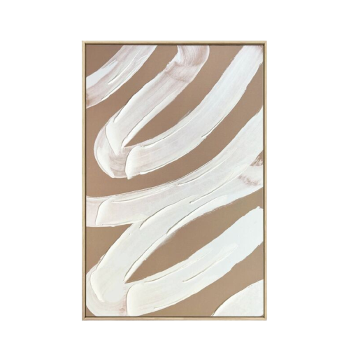 KOO Serene Haven Swirl Framed Canvas Cream
