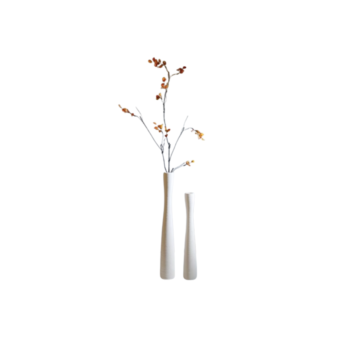 White Vase with Fake Orange Flowers