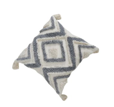  Fringed Diamond Tufted Cushion Cover