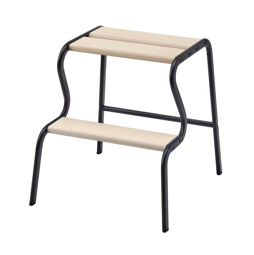 GRUBBAN Step Stool - Black/Birch
