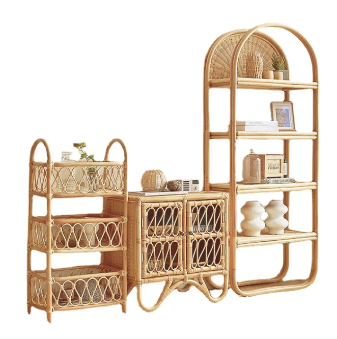 Botan Storage Set, Rattan Storage Shelf