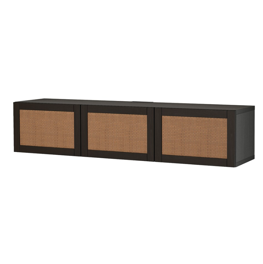 BESTÅ TV Bench With Doors, 180x42x38 cm - Black-brown/Studsviken Dark Brown