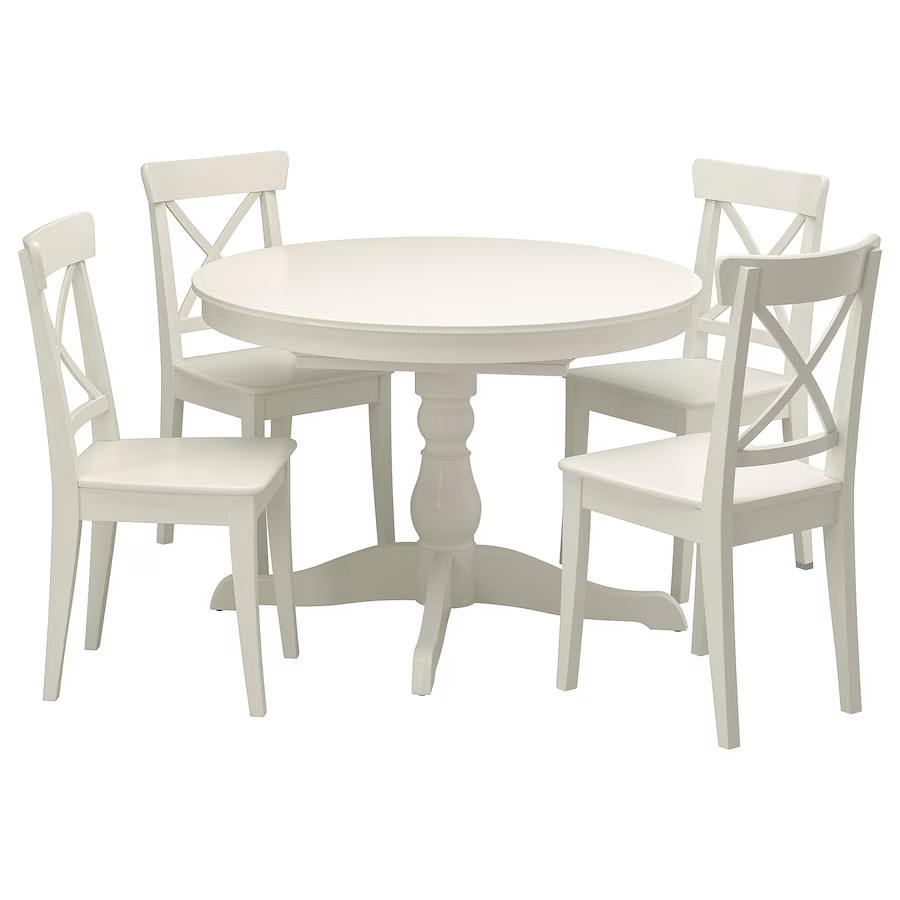 INGATORP / INGOLF Oval Dining Table, 110/155 cm, White