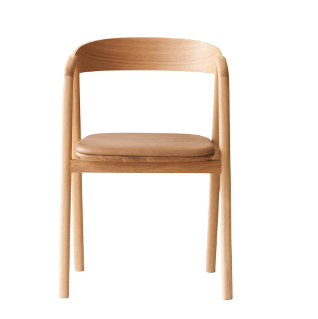 Inlay Leather Dining Chair, Oak Frame