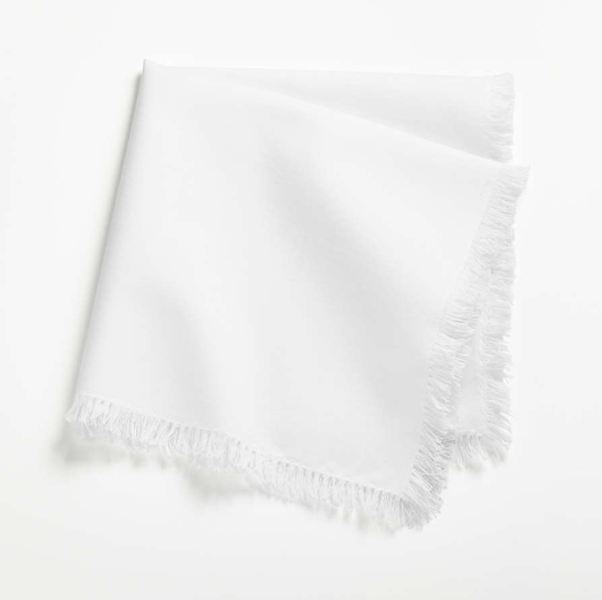 Craft 120" Crisp White Organic Cotton Fringe Table Runner