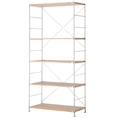 Stainless Unit Shelf Oak Shelf Set Wide, 86*41cm