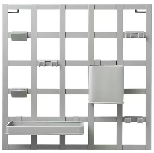 SNICKRA 8-piece Storage Board Set, Grey-Green, 38x38 cm