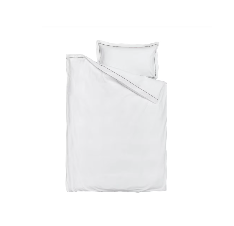 SILVERTISTEL Duvet Cover and Pillowcase - White/Dark Grey