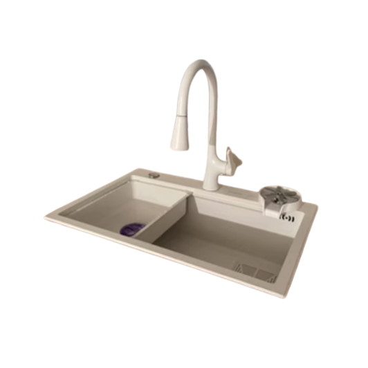 Stainless Steel Kitchen Sink With Attachments - White