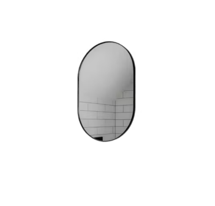 Be Matt Black Oval Mirror, 80X50CM