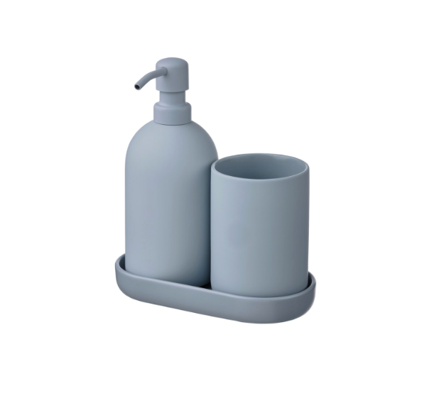 GANSJÖN 3-piece Bathroom Set, Light Grey-Blue