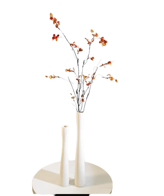White Vase With Autumn Leaves, 120cm