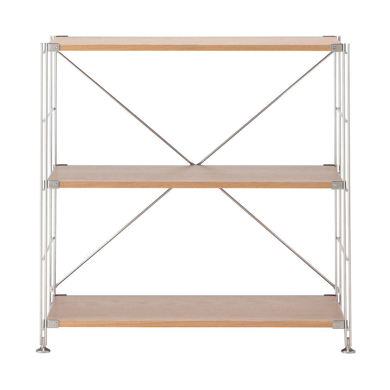 Stainless Steel Unit Shelf With Oak Panels, W86*D41*H83 cm