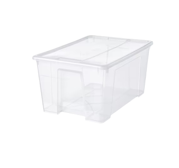 SAMLA Box With Lid, Transparent, 57x39x28 cm/45 l