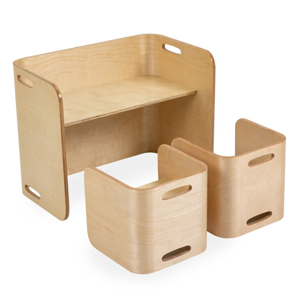 Bevis Play Table And Chairs Set, Birch Plywood