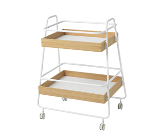 SVENARUM Trolley Table With Storage, Bamboo/White, 40x56cm