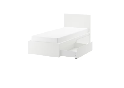 MALM Bed frame, High, With 2 Storage Boxes,  90x200 cm