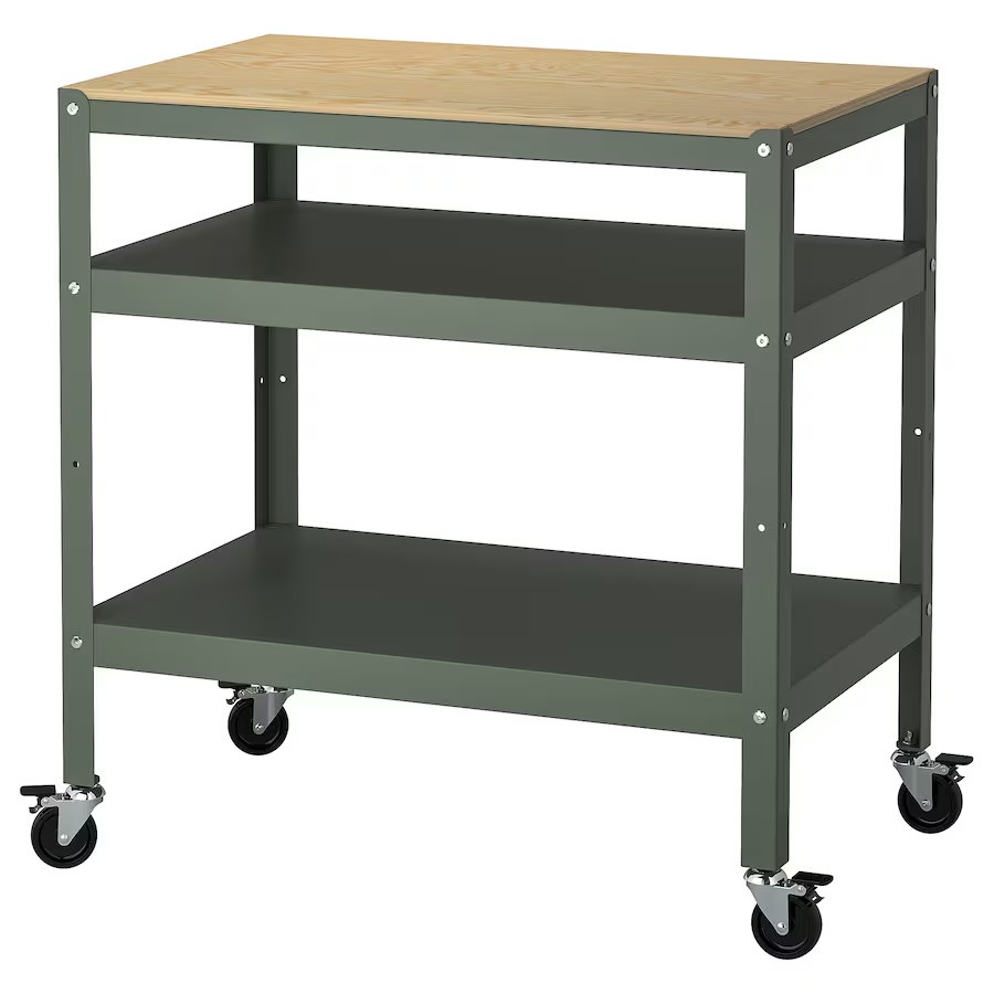 BROR Trolley, Grey-Green/Pine Plywood, 85x55 cm