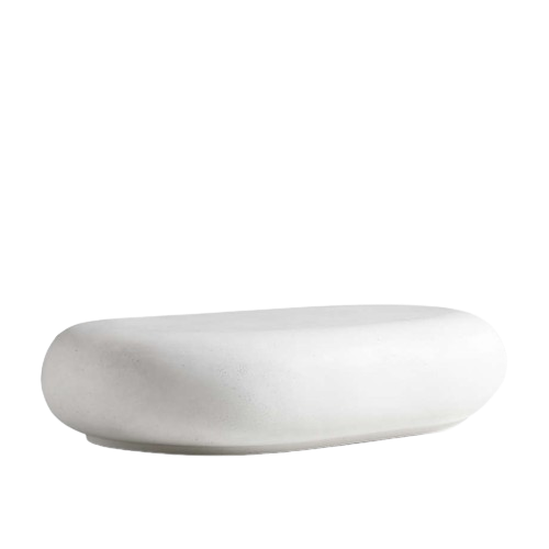 Pebble White Indoor/Outdoor Concrete Coffee Table By Leanne Ford