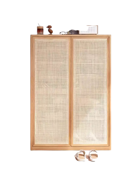 Genji Muyu Solid Wood Rattan Shoe Cabinet