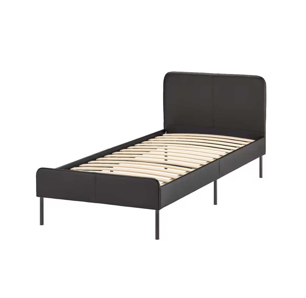SLATTUM Upholstered Bed Frame, 90x200 cm - Bomstad Black