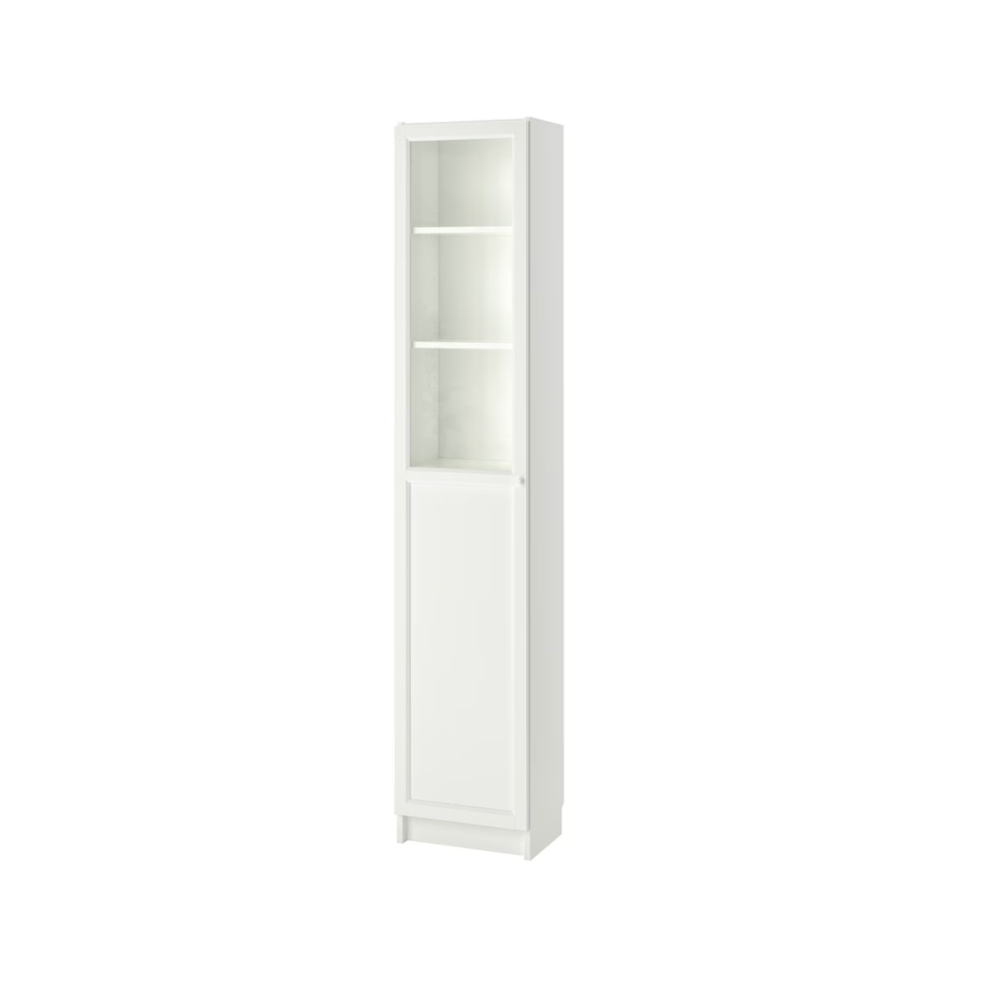 BILLY / OXBERG Bookcase with Panel/Glass Door, 40x30x202 cm - White/Glass