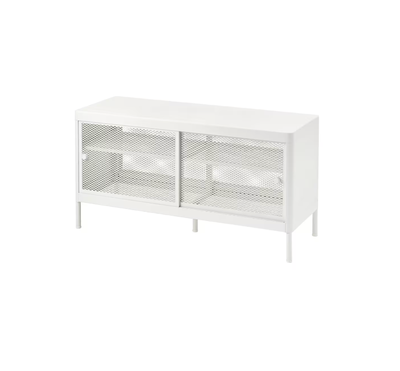 MACKAPÄR Storage Bench with Sliding Doors, 100x37 cm - White